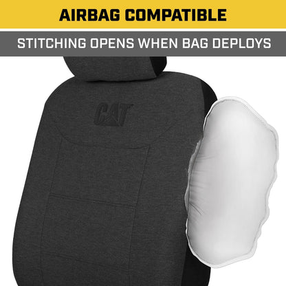 Cat CozyBlend Fundas de Asiento de Jersey, Gris Carbón, Juego Delantero de 2 Piezas CASC2054