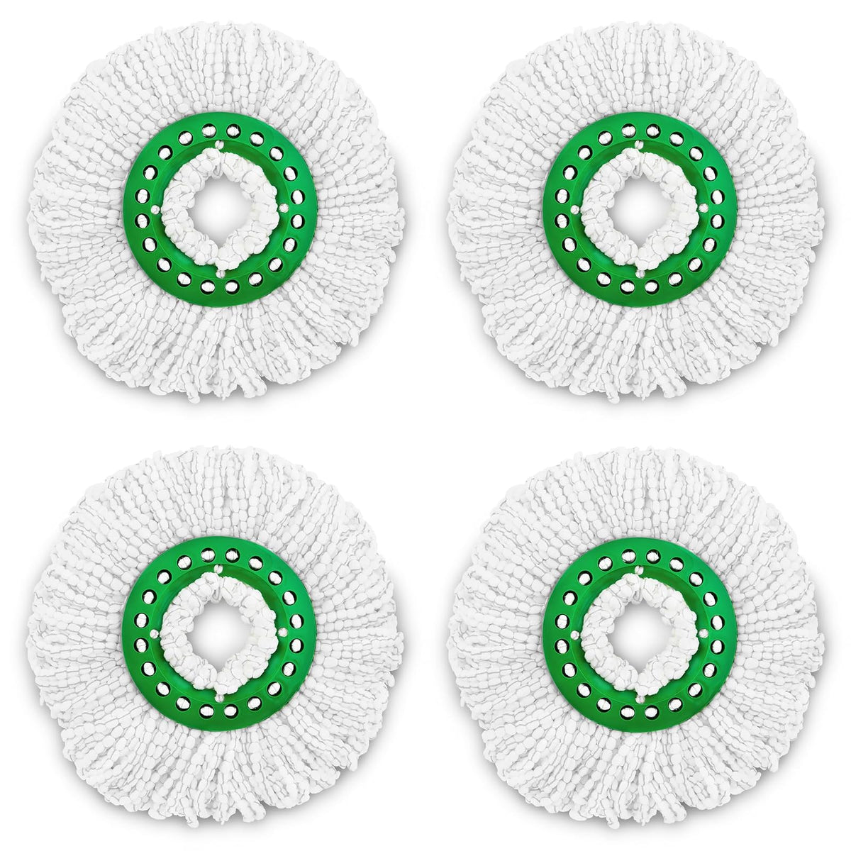 Libman Tornado - Recambios para trapeador giratoria, 4 Cabezales de Microfibra, fáciles de reemplazar, Lavables a máquina, Verde y Blanco, (Paquete de 4)