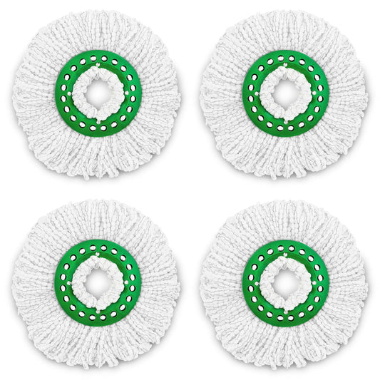 Libman Tornado - Recambios para trapeador giratoria, 4 Cabezales de Microfibra, fáciles de reemplazar, Lavables a máquina, Verde y Blanco, (Paquete de 4)
