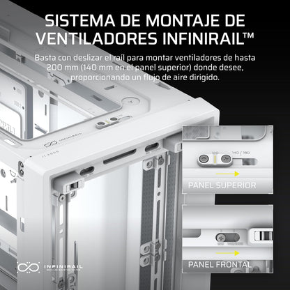 Corsair Frame 4000D Caja Modular Mid–Tower ATX para PC – Alto Flujo de Aire, Sistema de Montaje de Ventiladores InfiniRail™, ASUS BTF, MSI Project Zero, Gigabyte Project Stealth – Blanco