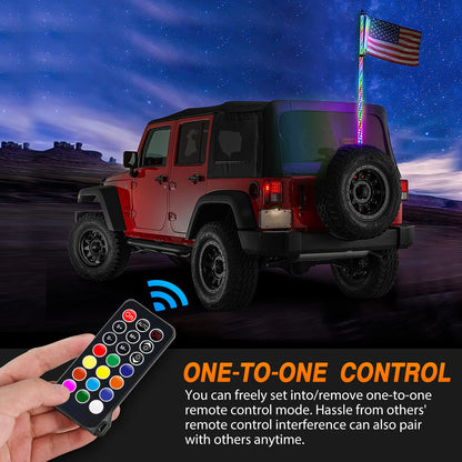 Nilight Luz Látigo LED RGB Espiral 3FT con Control Remoto RF para ATV UTV Polaris RZR