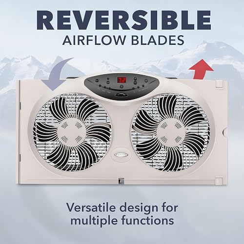 Jarden Bionaire Ventilador de Ventana Delgado con Controles manuales (BWF0502M-WM), Blanco, 2 Blades, 1
