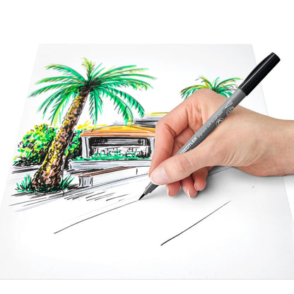 STAEDTLER Pigment Arts - Bolígrafo de pincel suave, color gris, paquete de 6 bolígrafos, 372 C6