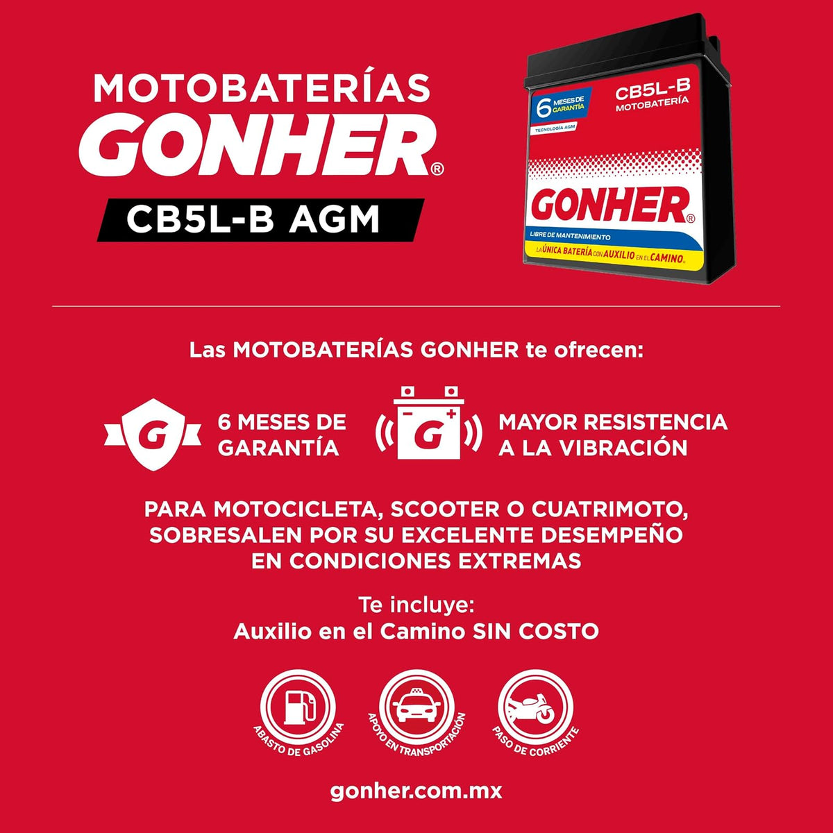Acumulador de Moto Cb5l-b Agm Gonher