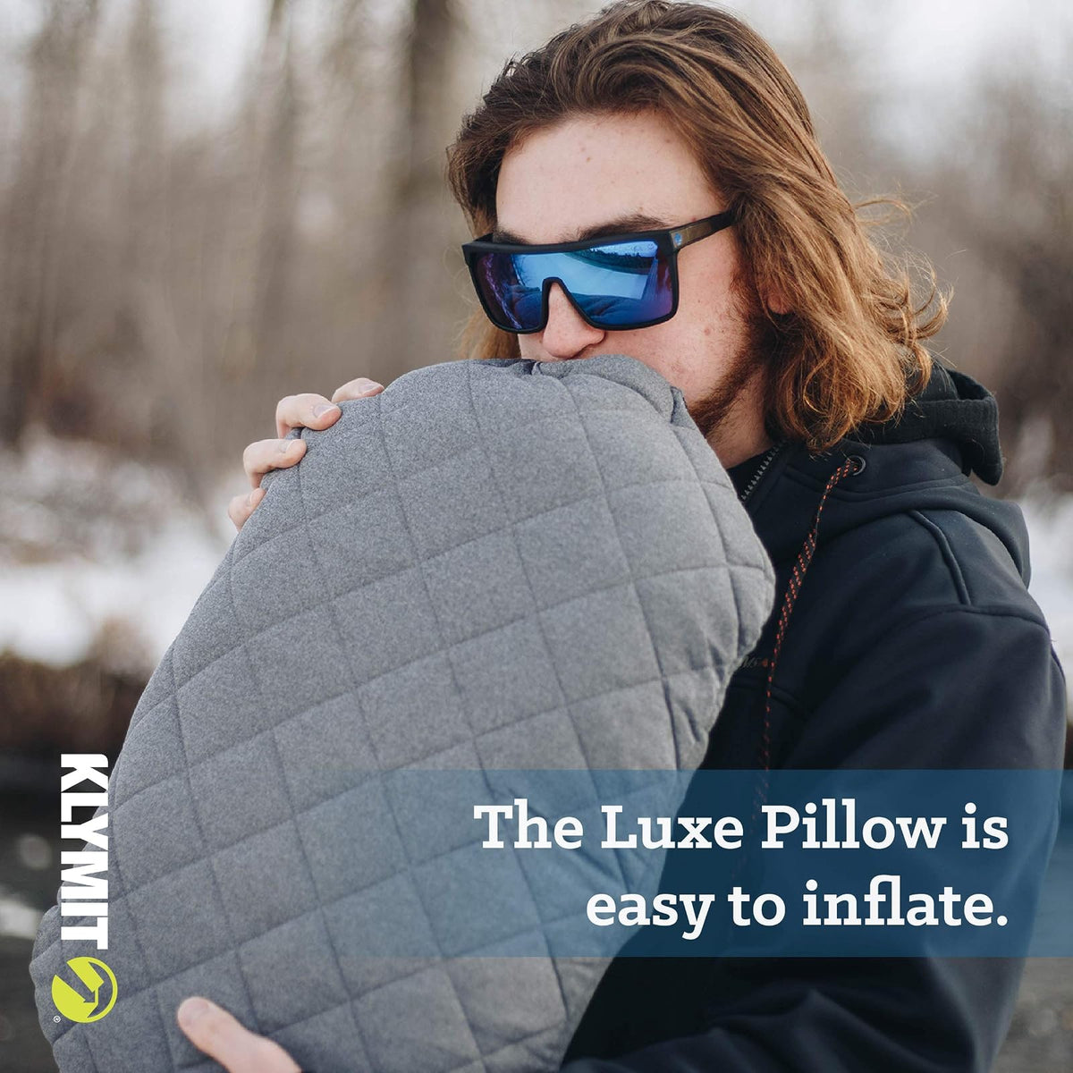 Klymit Luxe Pillow - Almohada inflable ligera y lujosa para viaje (nueva), color gris, XL