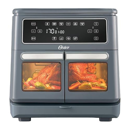 Oster Freidora de Aire Dual Flex, 2 Zonas de 5.5 L que se Adaptan a 11 L | Gran Capacidad, 10 Programas, Iguala y Sincroniza, Antiadherente Oster DiamondForce, 5 Accesorios Incluidos, CKSTAF11MCDDF