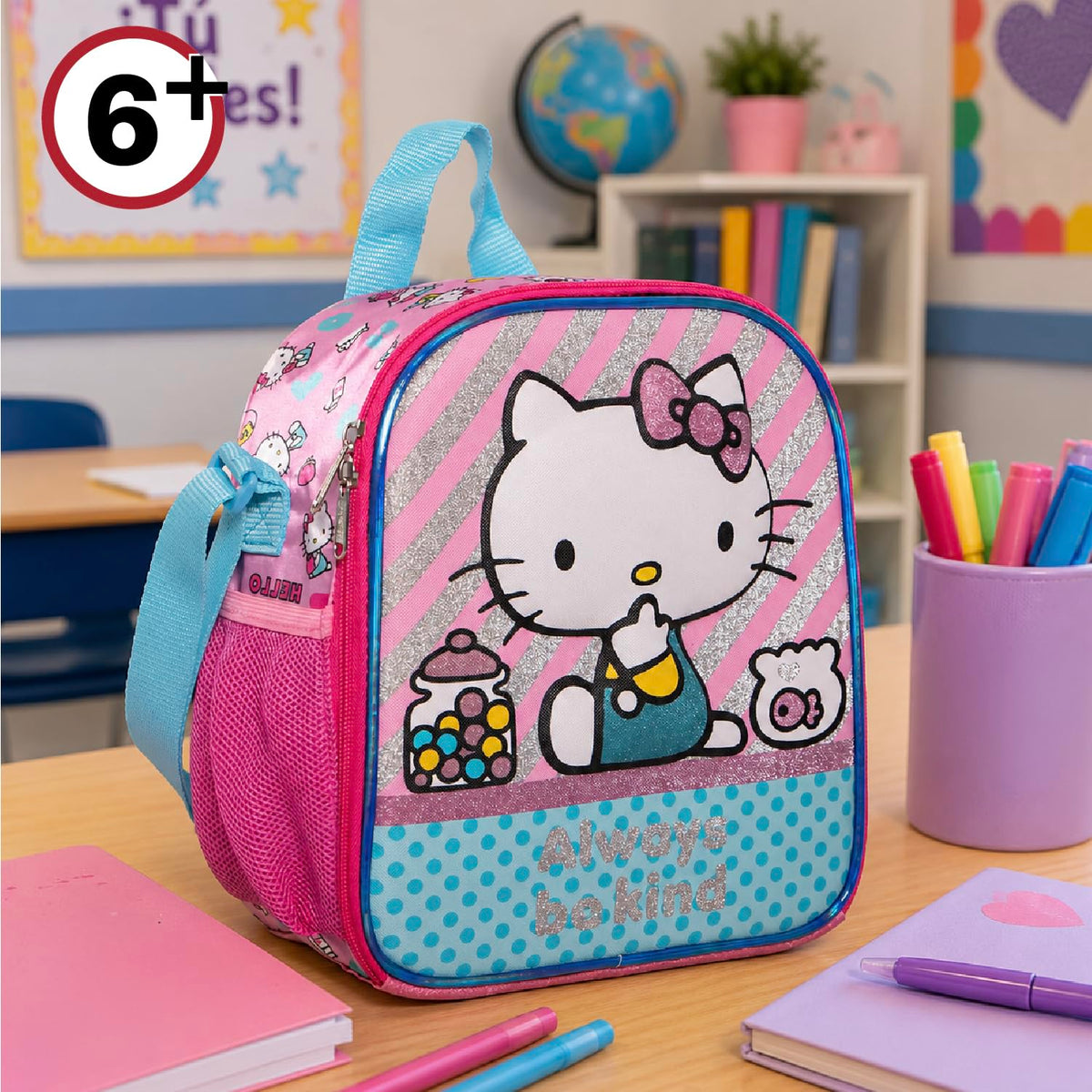 Ruz Lonchera Infantil y Preescolar | Hello Kitty | 100% Poliéster Capacidad 3 Litros | Bolso de Poliéster para Niños con Forro Interno y Cierre de Cremallera | Recomendado desde 3 años