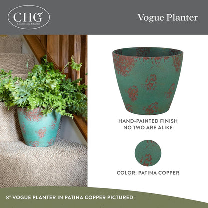 GROWSCAPE - Maceta de Resina Vogue con Acabado de cerámica, 20 cm de Cobre | Macetas con acabado pintado a mano, maceta ligera para interiores y exteriores, resistente a los rayos UV