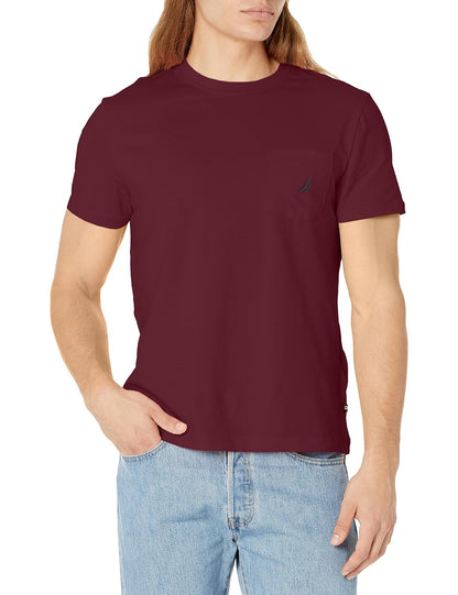 Nautica Playera con Bolsillo para Hombre - XXL - Borgoña naufragio