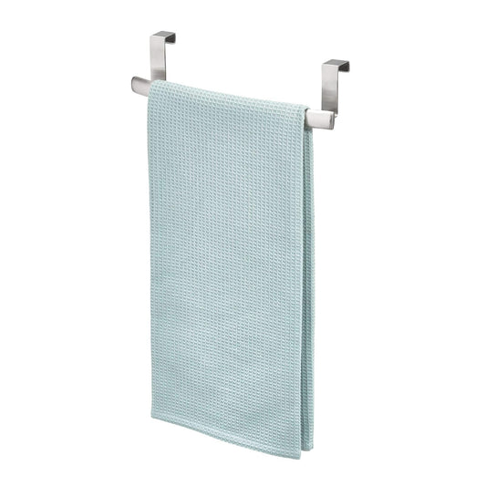 InterDesign Axis Toallero Curvado para paños de Cocina, pequeño Perchero para Puerta en Acero Inoxidable, toallero sin Taladro, Plateado