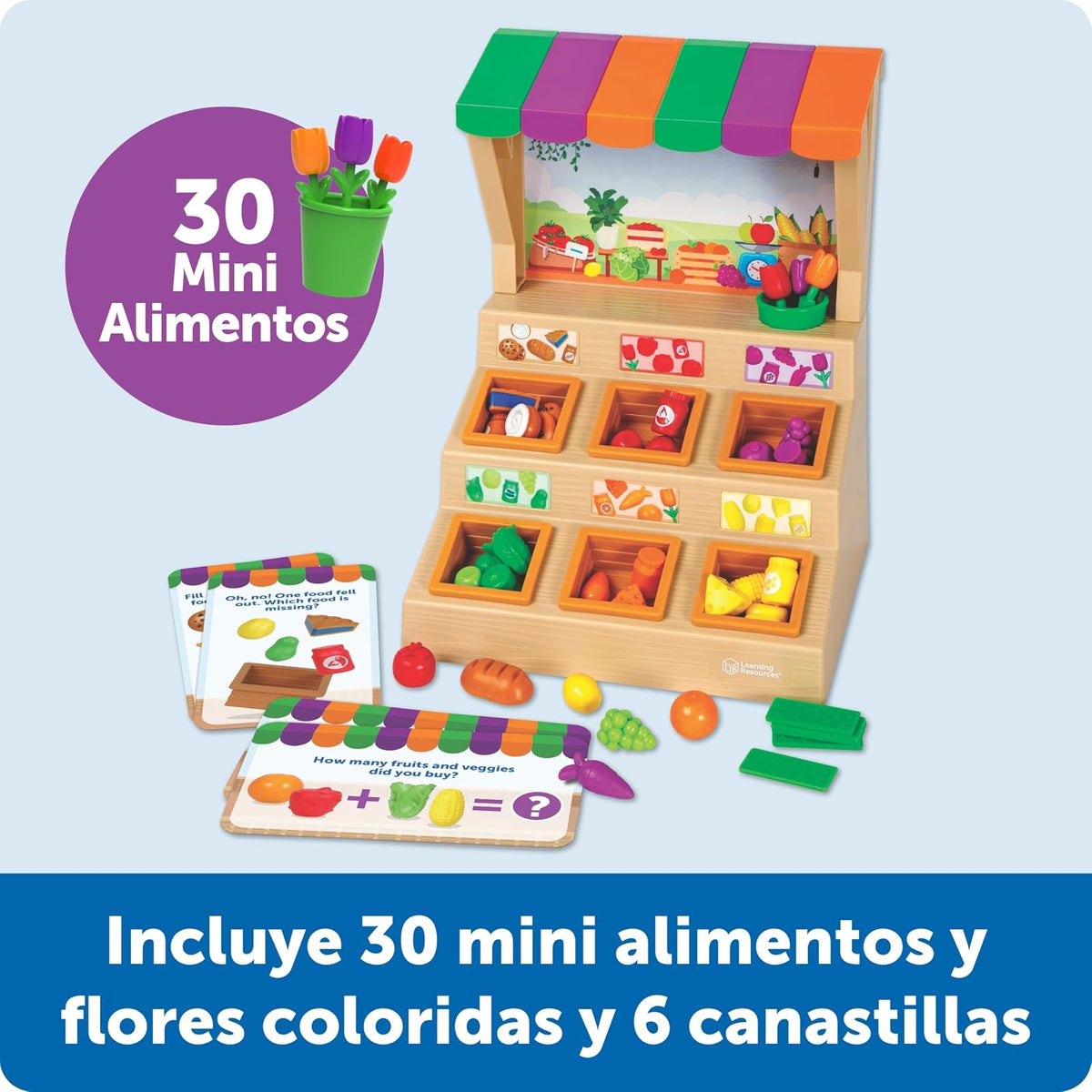 Learning Resources Mini Farmstand Sorting Set, Alimentos de Juguete, Comida de Juguete, Juguete de Clasificación, Cocina de Juguete,Regalo para Niños