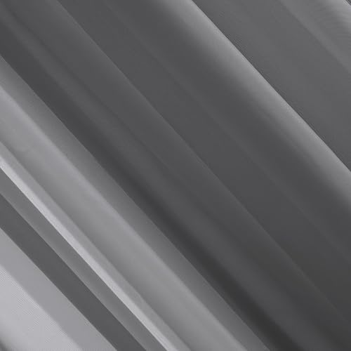 No. 918 - Panel de cortina Emily Sheer Voile con ojales, 59 x 95 pulgadas, gris antracita