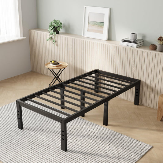 Novilla - Marco de Cama Individual con Plataforma de Metal de 14 Pulgadas, tamaño Individual con Espacio de Almacenamiento Debajo de la Cama, Soporte de Listones de Acero Resistente, fácil de Montar,