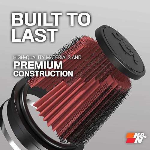 K&N RU-3130 Filtro de Aire Universal Lavable, Rojo, Brida 3.5 Pulgadas