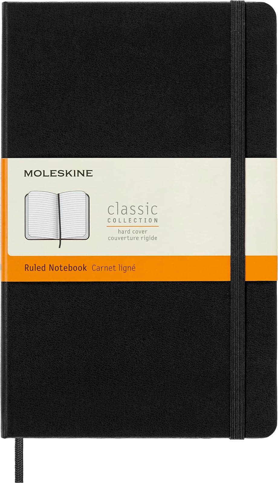 Moleskine Libreta Clásica Grande Negra de Hoja Rayada y Pasta Dura | Cuaderno grande de 5 x 21 cm con 240 páginas rayadas para diario, toma de notas, planificación y escritura diaria.