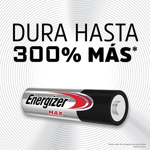 Energizer - Pilas Alcalinas AA, MAX Econopack, 1.5V, Paquete de 20 | Diseñadas para cámaras, consolas, juguetes y dispositivos electrónicos de uso cotidiano.