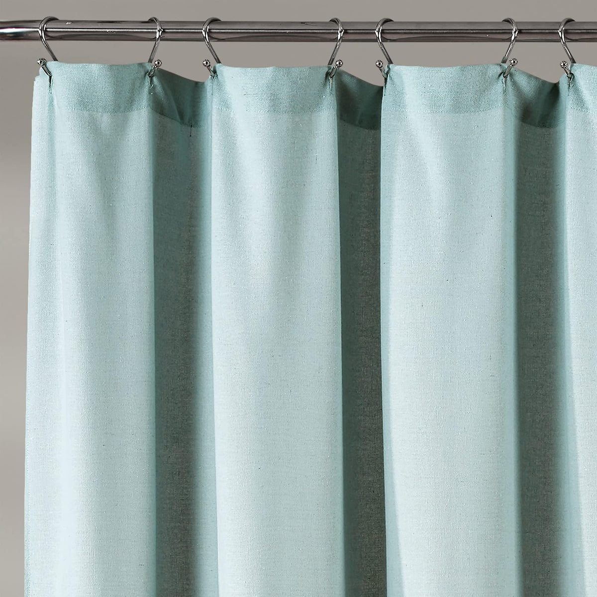 Lush Decor - Cortina de Ducha de Lino con Botones, 72 Pulgadas de Ancho x 72 Pulgadas de Largo, Azul y Blanco Roto, Tela de Cortina de Ducha Azul, Cortina de baño, decoración de baño de Granja