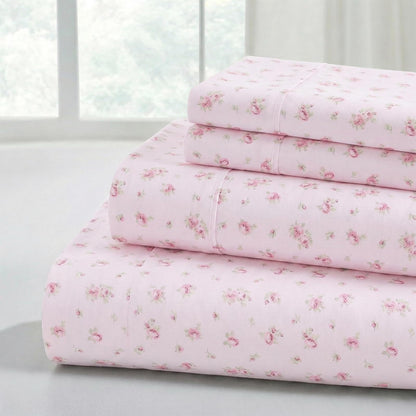 Juego de sábanas de microfibra Amrapur | Juego de sábanas de lujo suave 100% microfibra con estampado de rosas con sábana bajera de bolsillo profundo, sábana plana y 2 fundas de almohada, Blush, Individual, 1, 1