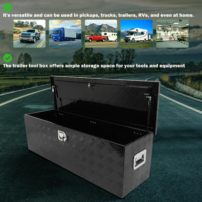 SCITOO - Caja de herramientas de aleación de aluminio resistente de 49 pulgadas, caja de herramientas de aluminio para remolque, caja de aluminio para camioneta, cama, caravana, remolque, rectángulo