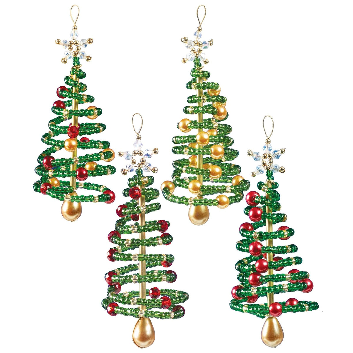 Solid Oak Beaded Ornament Kit, Christmas Tree Makes 4