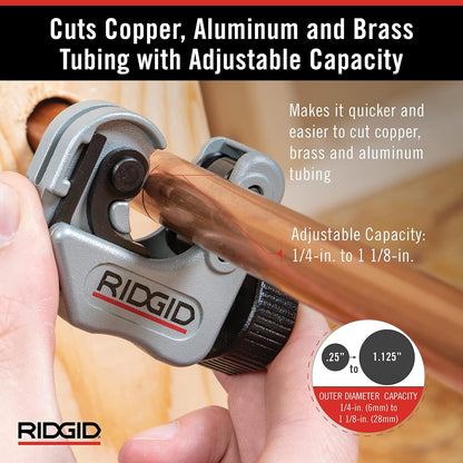 RIDGID - Cortatubos RIDGID 118 para Cobre, Herramienta 2 en 1 para Espacios Reducidos, Corte Preciso y Compacto
