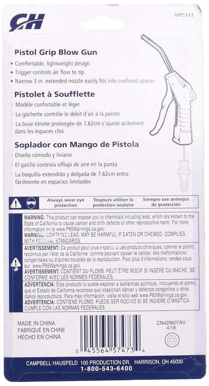 Campbell Hausfeld Pistola de Soplado con Agarre de Pistola MP514300AV
