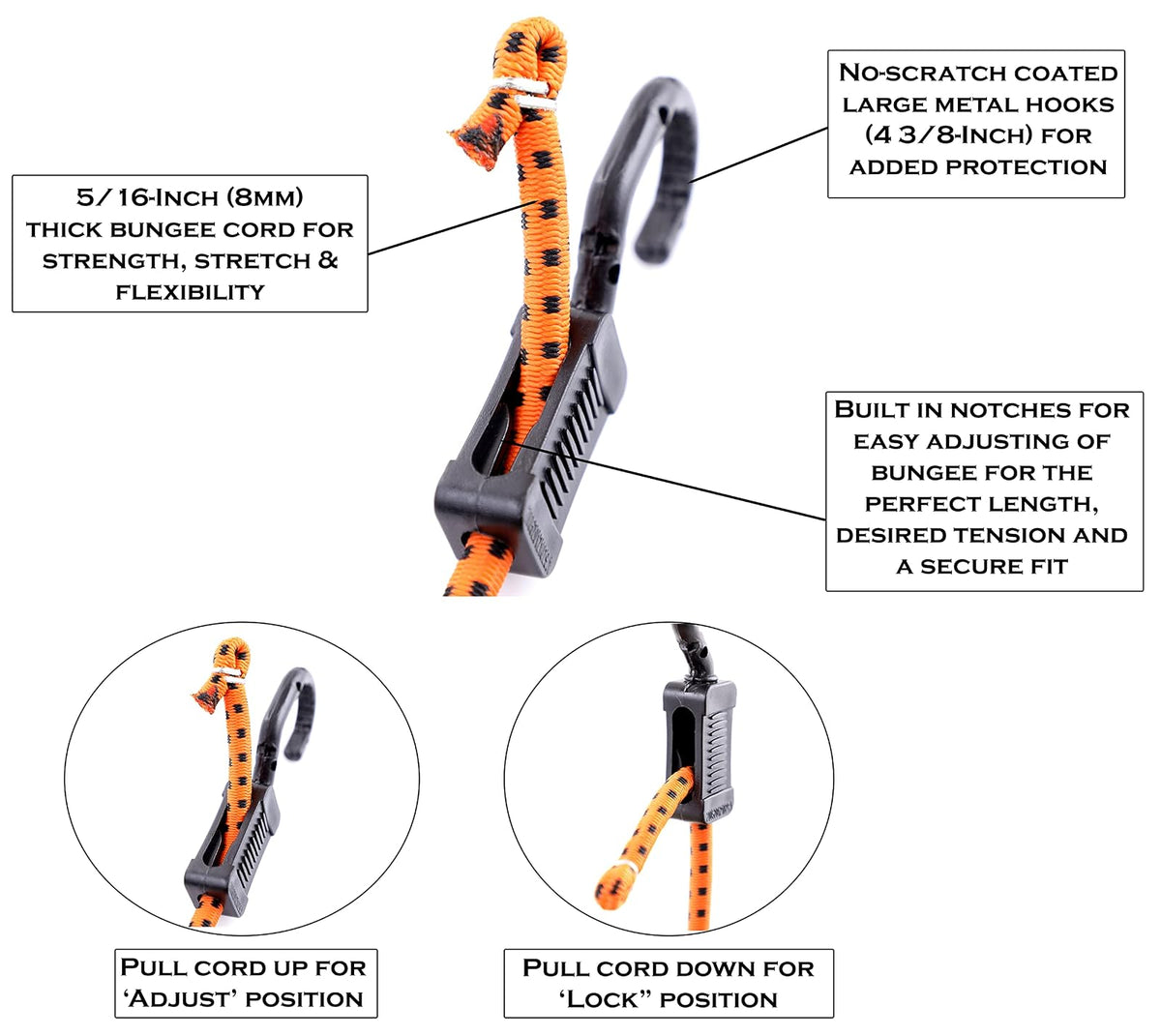 Kotap ajustable 60,96 cm cuerdas elásticas, 10 piezas, artículo: MABC-24