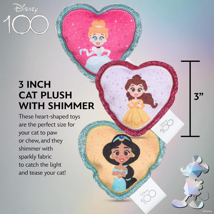 Disney for Pets - Juguetes de Princesa para Gatos de 3 Piezas con zacate gatera y Arruga, 4 Pulgadas | Juguetes y crujientes para Gatos | Juguetes de Peluche de zacate gatera para Gatos