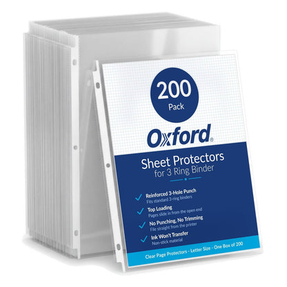 Oxford Protectores de Hoja Tamaño Carta, Carga Superior - 200 - Pack - Protectores