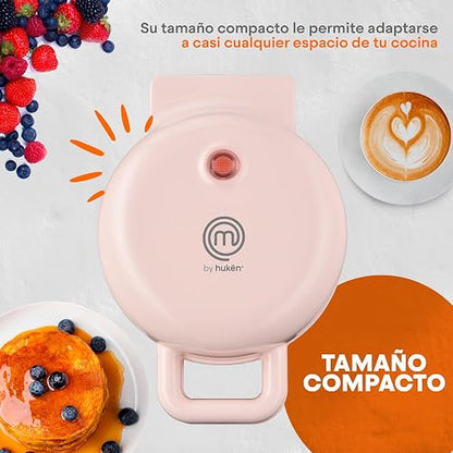 Hukën x MasterChef | Máquina para Hot Cakes Mini HEAT+ | Calentamiento Rápido y Uniforme | Temperatura Automática | Parrillas Antiadherentes | Luz Indicadora | Diseño Compacto
