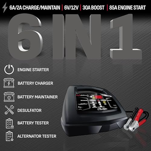 Schumacher Electric Cargador de Batería Automático con Arranque de Motor 85 A/30 A, 6 V/12 V, Negro, SC1307