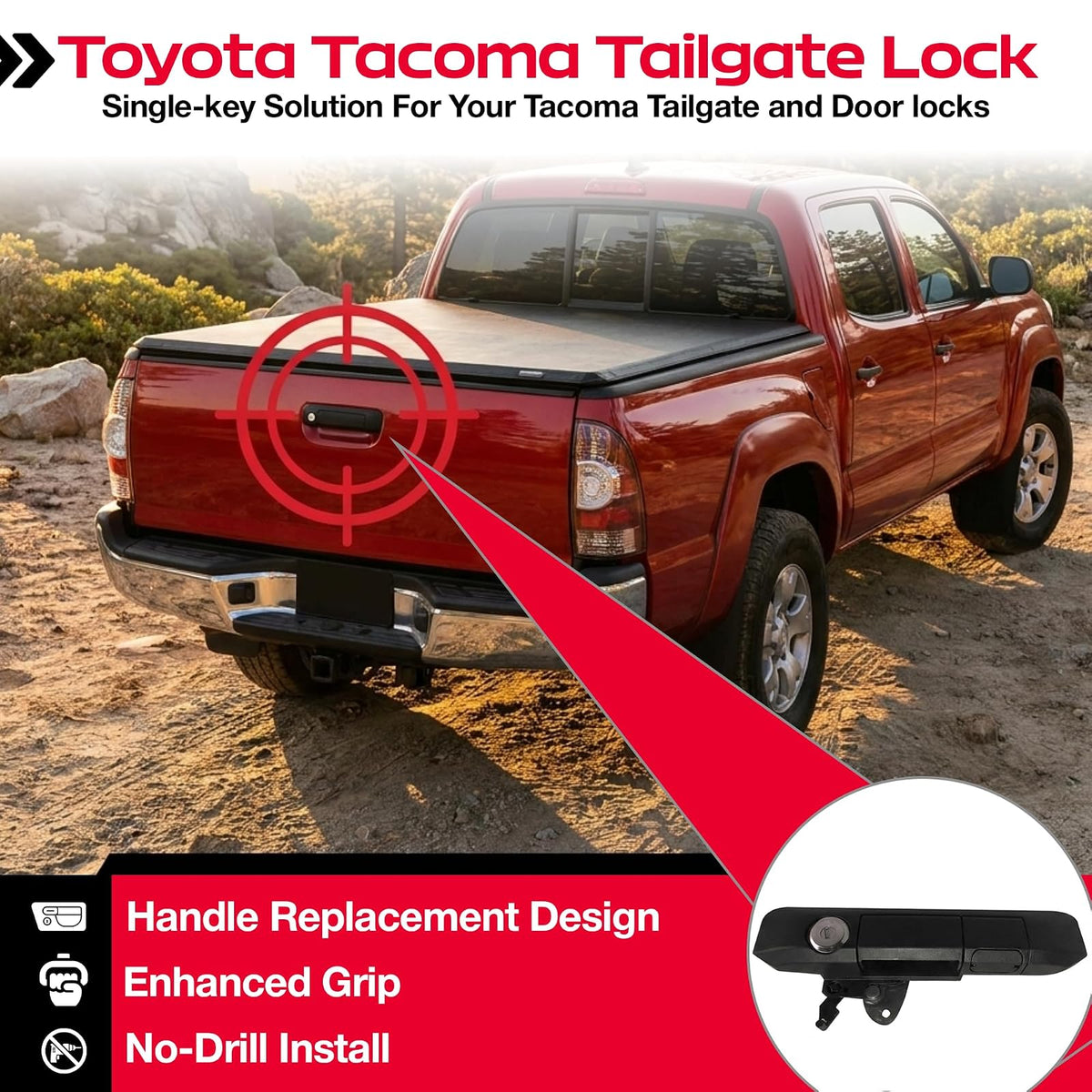 Pop & Lock PL5400 - Candado manual para portón trasero con tecnología de código de pernos para Toyota Tacoma