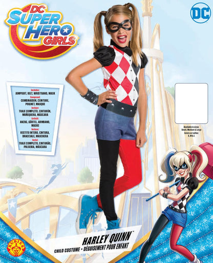 Rubie's - Disfraz de Harley Quinn de superhéroes de DC para niñas, tamaño mediano