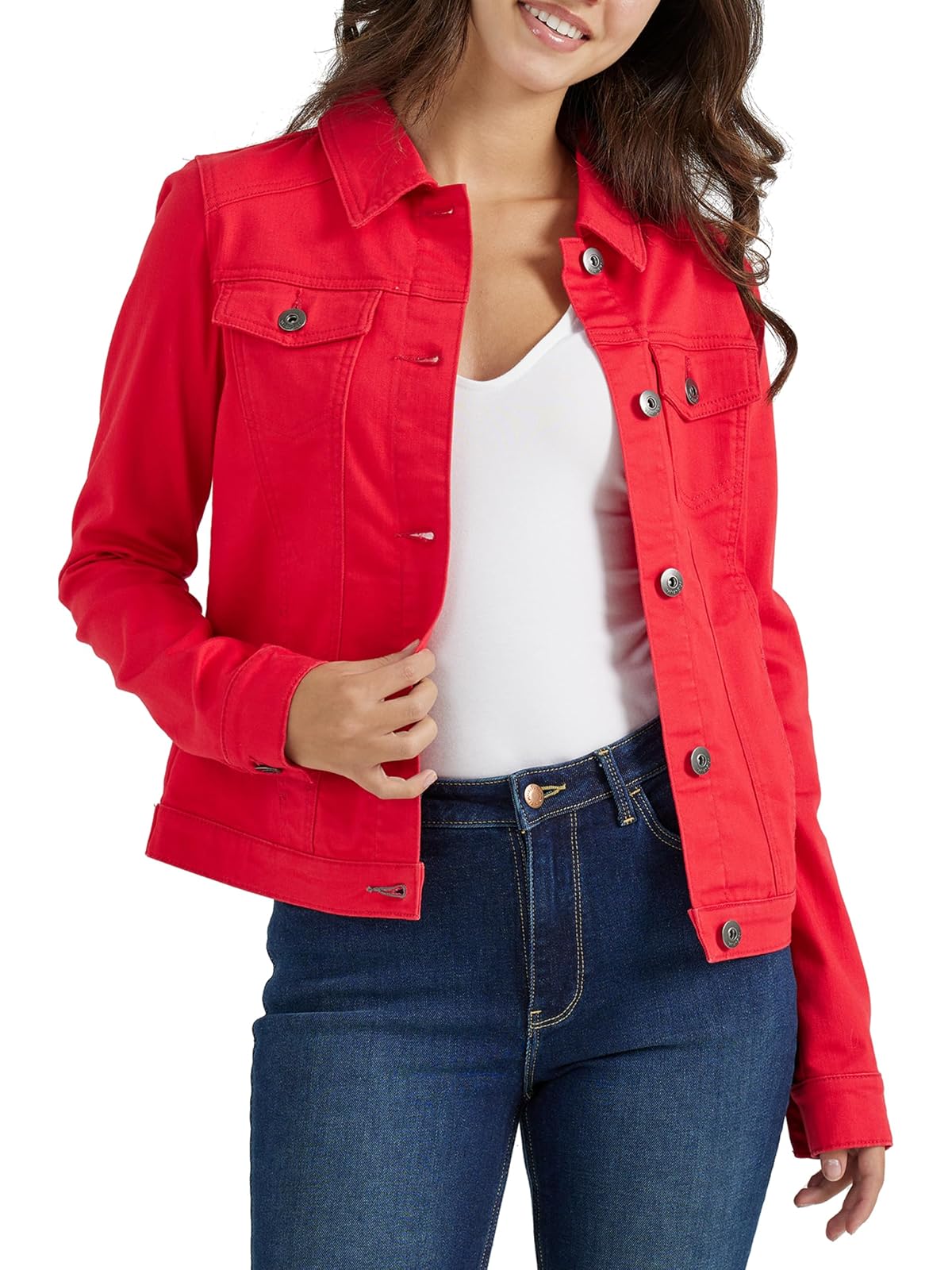 Wrangler Authentics Chamarra de Mezclilla para Mujer - XL - Rojo