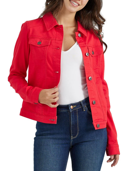 Wrangler Authentics Chamarra de Mezclilla para Mujer - XL - Rojo