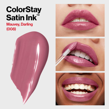 Labial Líquido Revlon ColorStay Satin Ink tono Mauvey, Darling
