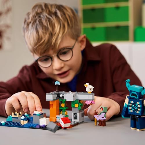 Lego Minecraft El Encuentro con el Guardia Producto Coleccionable Basado en el Videojuego, Juguete de Construcción Creativa, Decoración para Niños y Niñas de 7 Años o Más 21274