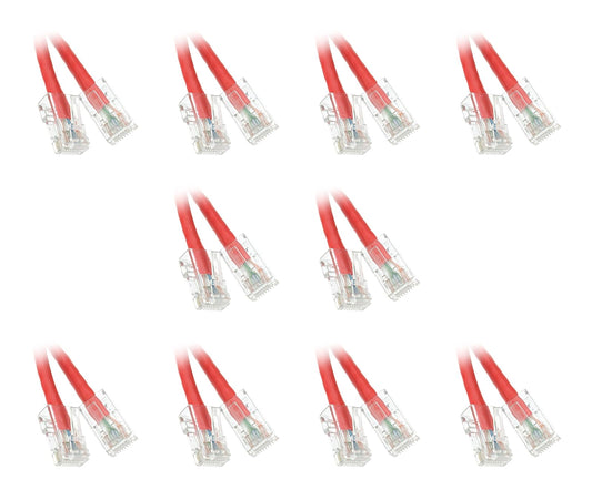 C&E Cat6 Red Ethernet Patch Cable, Bootless, 7 Foot - 10 Pack