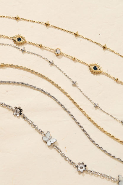 Alex and Ani Tobillera de Cadena Estrella Logo | Acero Inoxidable | Tobillera Delicada | Tobillera Ajustable | Joyería de Luna y Estrella