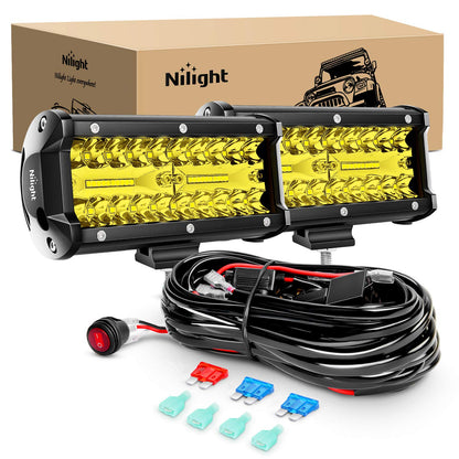 Nilight Barra de Luz LED Todoterreno 6.5", Ámbar, 120 W - Ámbar