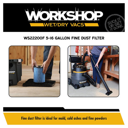 Taller mojado/seco Vacs 3 A 4.5-gallon Filtro de polvo fino para aspiradora de seco y mojado