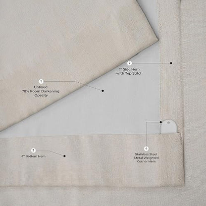 HPD Half Price Drapes - Cortinas de Lino sintético para Sala de Estar (1 Panel), 50 de Ancho x 96 de Largo, Cortinas texturizadas para oscurecer la habitación para recámara, 96 Pulgadas de Largo