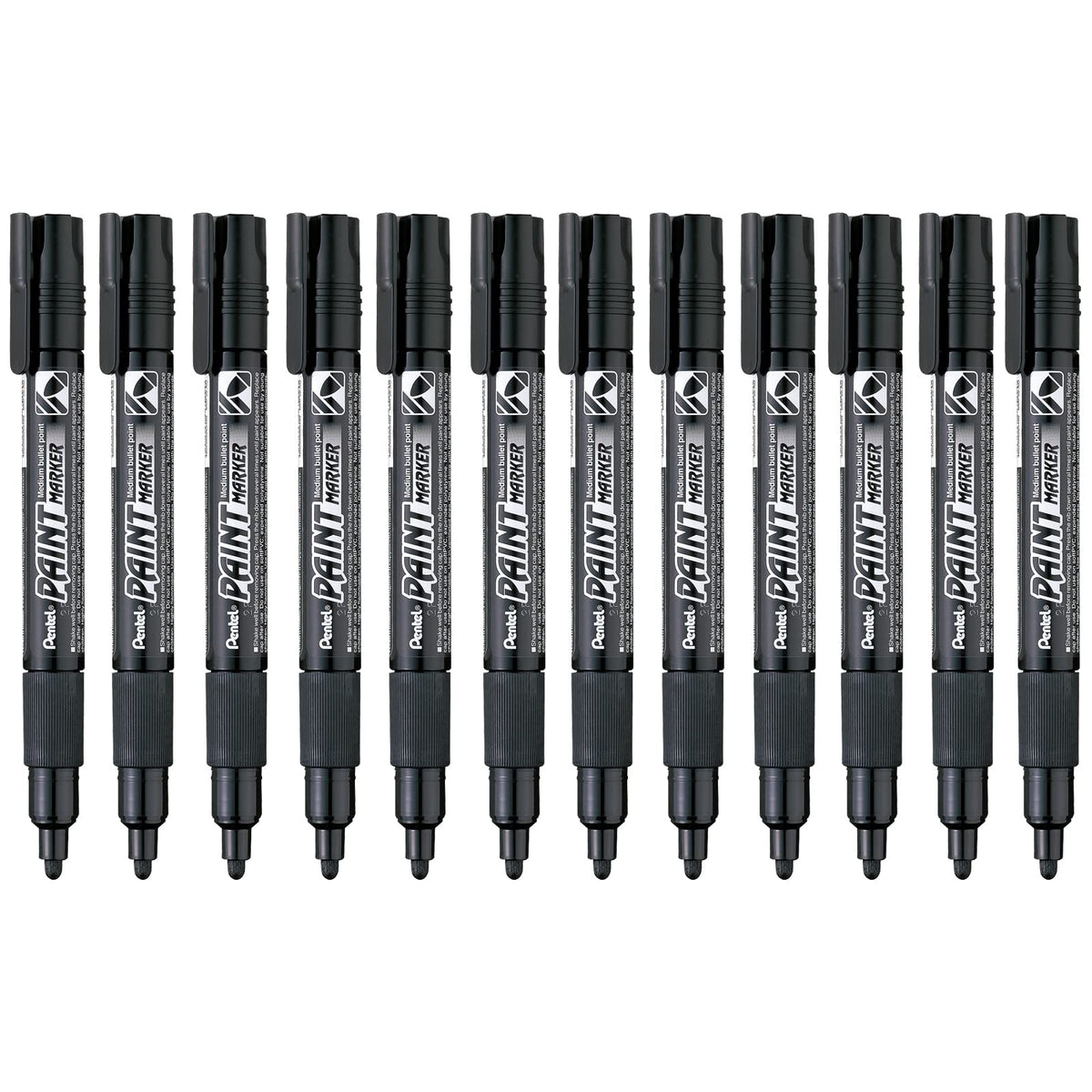 Pentel Marcador Permanente Uso Industrial Caja 12 Piezas - Negro