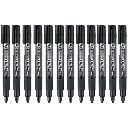 Pentel Marcador Permanente Uso Industrial Caja 12 Piezas - Negro