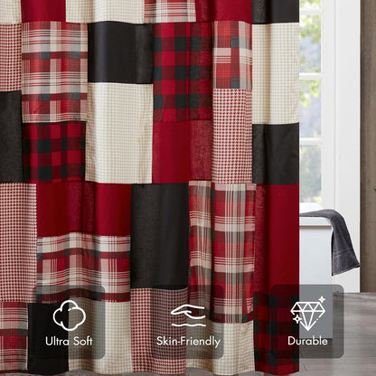 Woolrich Sunset - Cortina de Ducha de algodón para baño, 72 x 72 Pulgadas, Color Rojo