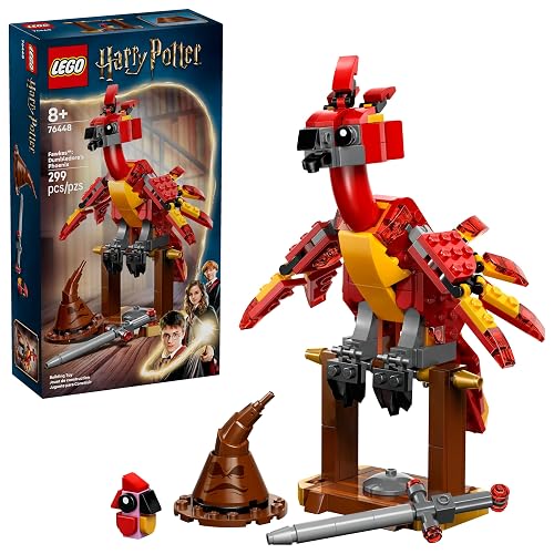 LEGO Harry Potter Fawkes : Fénix de Dumbledore Juguete, Figura de una Criatura Mítica, Mágico Regalo para Niñas y Niños de 8 Años o Más, Incluye el Sombrero Seleccionador 76448
