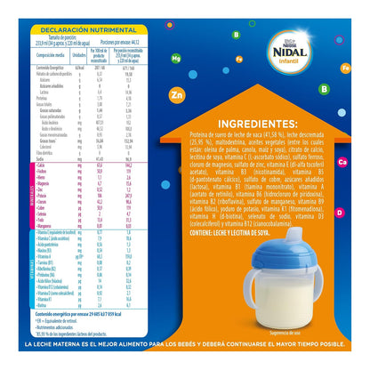 Nidal Infantil Alimento Para Niños de Corta Edad a Base de Leche, Fortificado, Apoyando su Crecimiento y Desarrollo, A Partir de 1 Año, Presentación en Lata de 1.5 kg