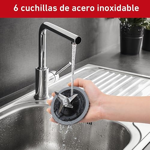 T-FAL Licuadora Infiny Force XL 10 velocidades negra | Tritura todo sin dejar trozos, 6 cuchillas de acero inoxidable, 3 veces más eficiente. Capacidad de 2.2 L, 550W. LN8208MX