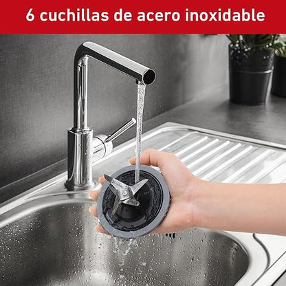 T-FAL Licuadora Infiny Force XL 10 velocidades negra | Tritura todo sin dejar trozos, 6 cuchillas de acero inoxidable, 3 veces más eficiente. Capacidad de 2.2 L, 550W. LN8208MX