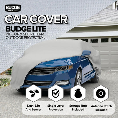 Budge Lite Funda de Automóvil, Se Adapta a sedanes de hasta 398.78 cm, B-1 - (Polipropileno, Gris), Gris, Size 5: Fits Cars up to 22' Long